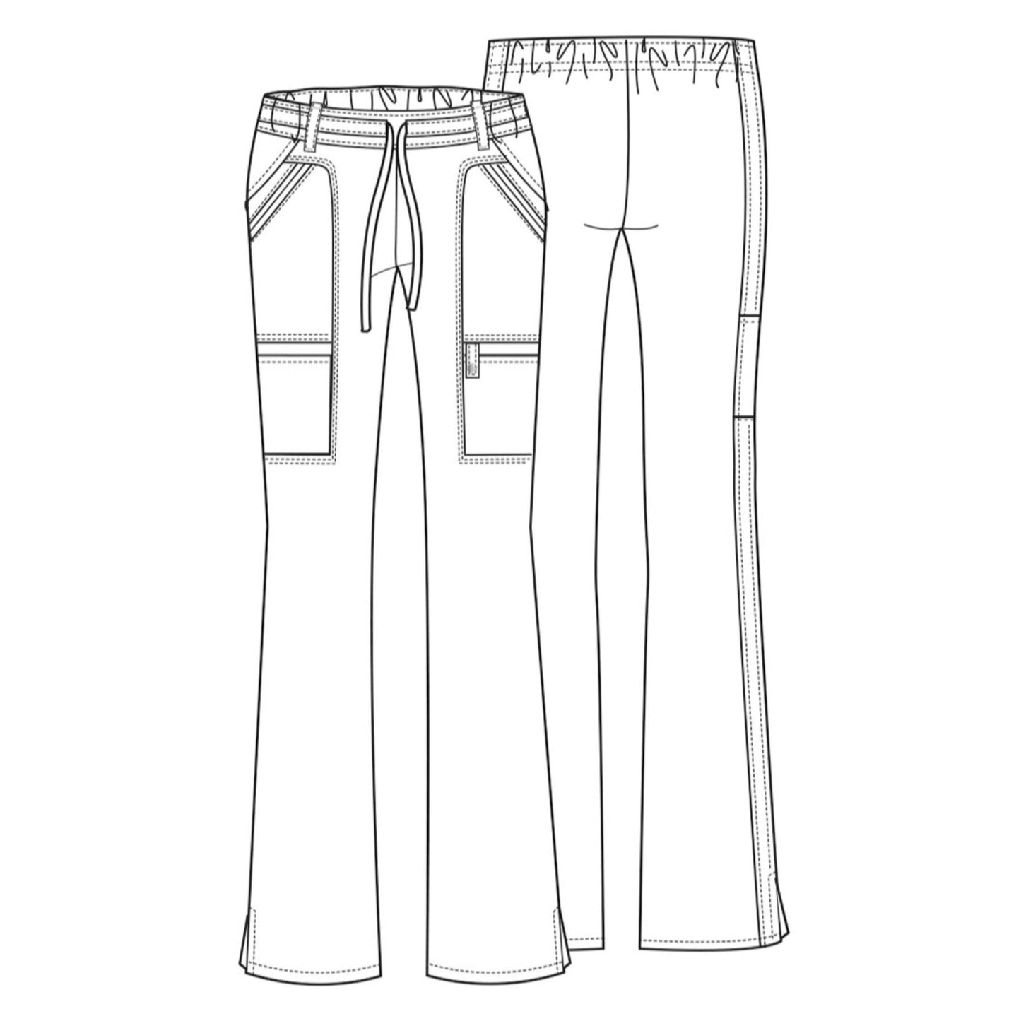 Cherokee Luxe 21100 Scrubs Pants Women's Low Rise Flare Leg Drawstring Cargo Wine S