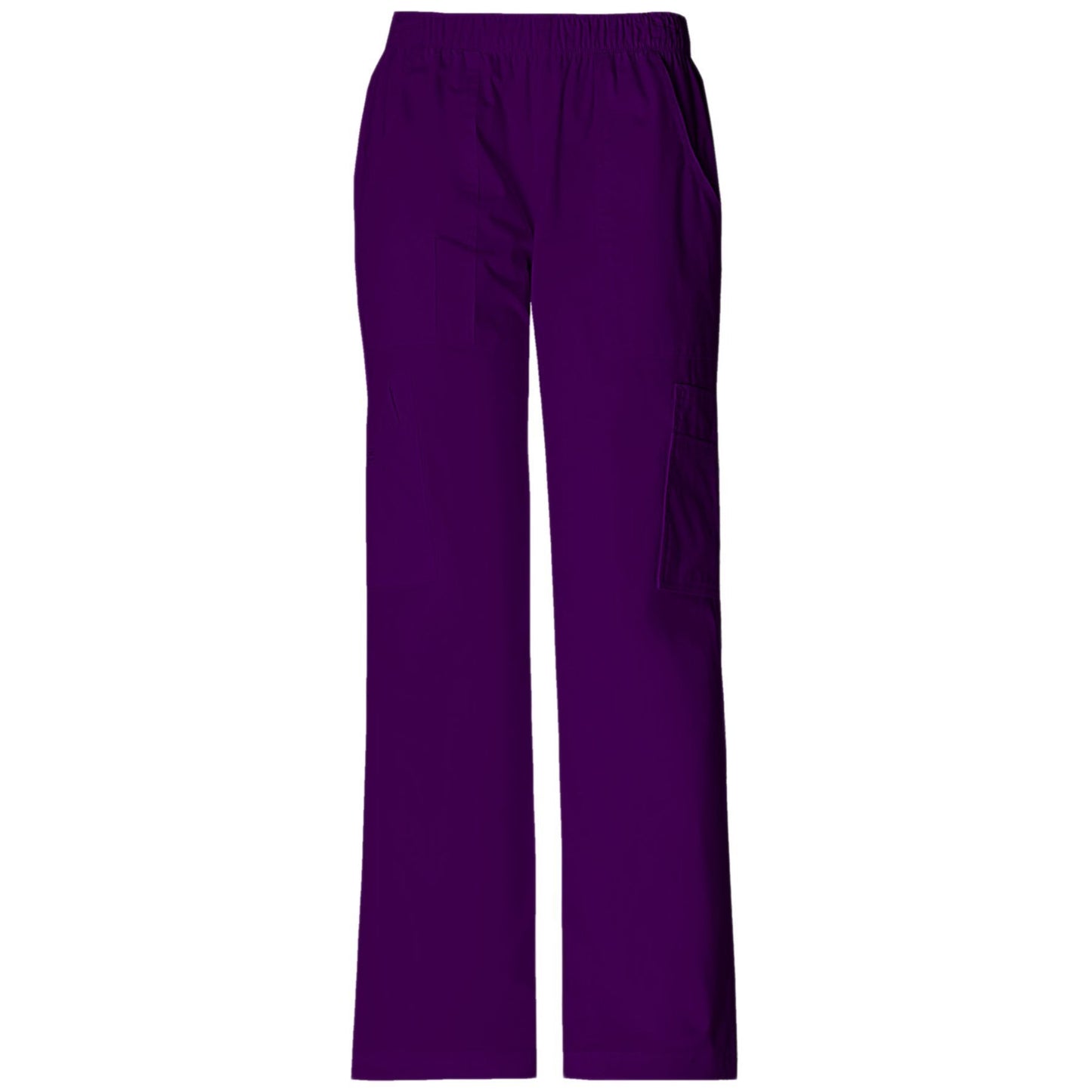 Cherokee Workwear Core Stretch 4005 Scrubs Pants Women's Mid Rise Pull-On Cargo Eggplant