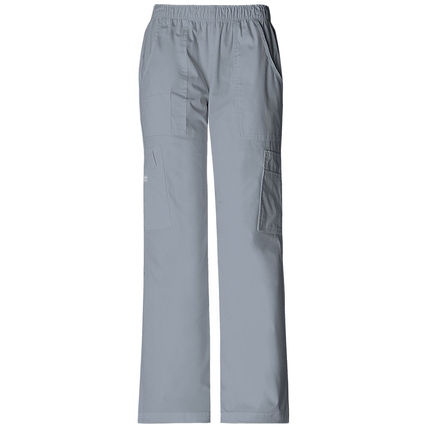 Cherokee Workwear Core Stretch 4005 Scrubs Pants Women's Mid Rise Pull-On Cargo Grey