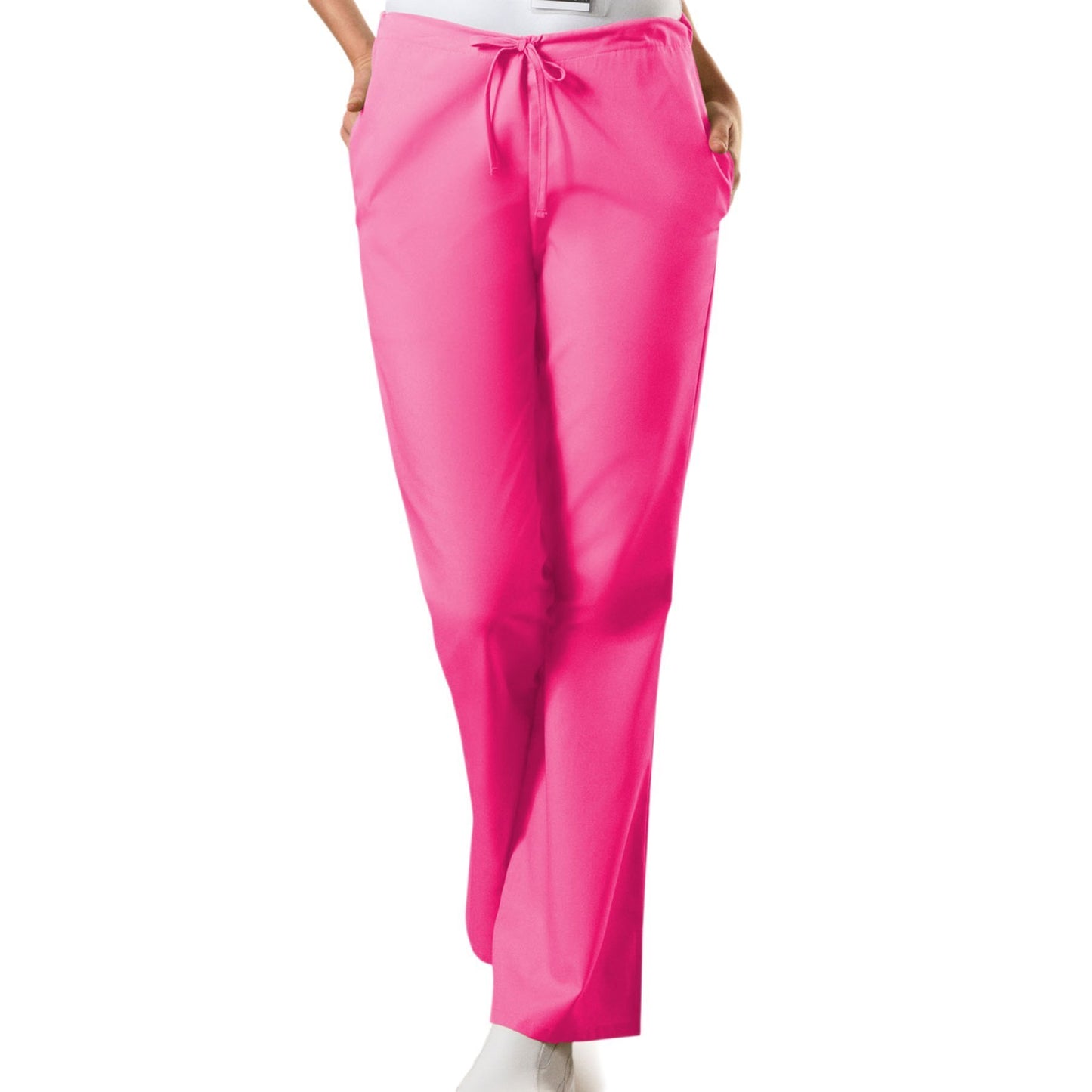 Cherokee Workwear 4101 Scrubs Pants Women's Natural Rise Flare Leg Drawstring Shocking Pink