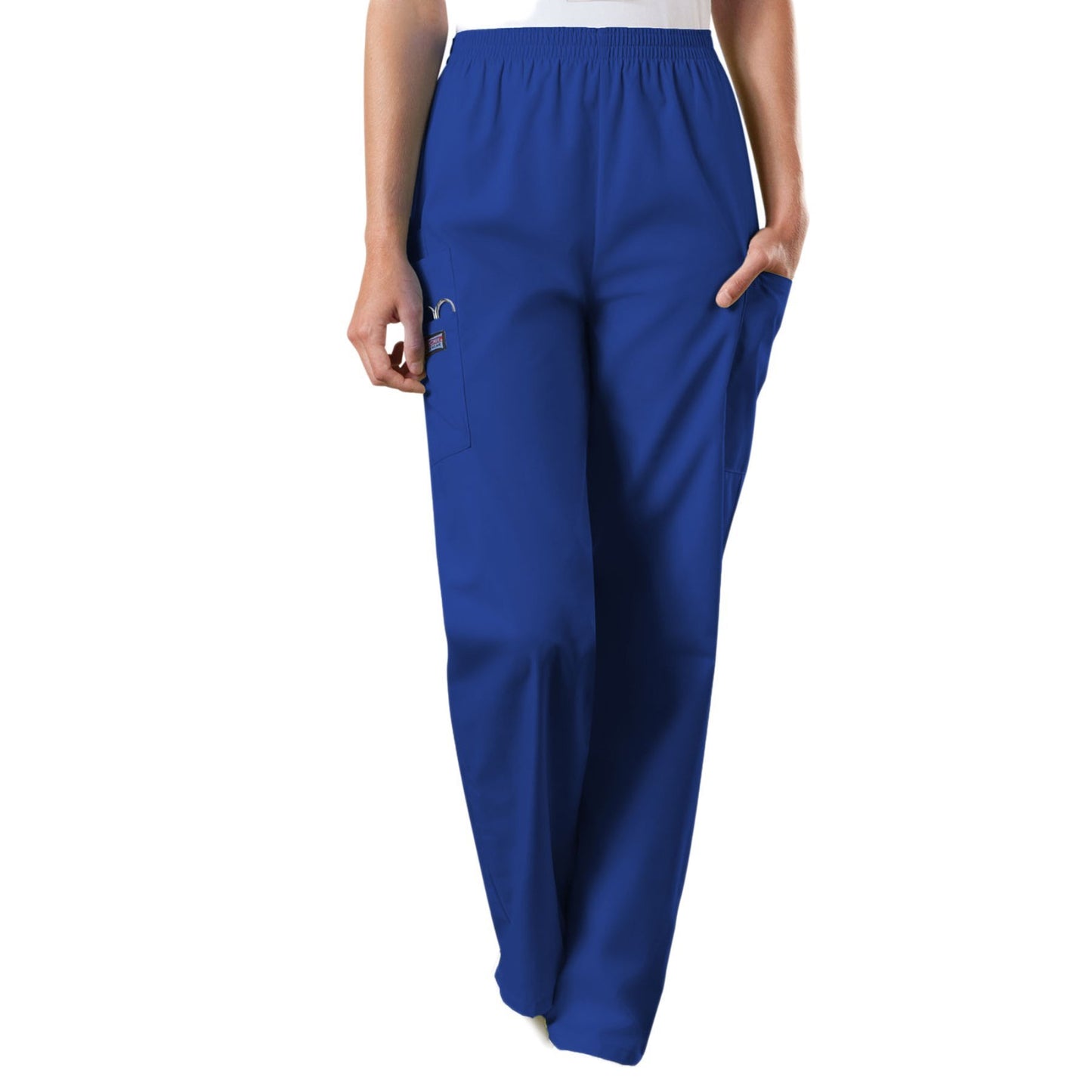 Cherokee Workwear 4200 Scrubs Pants Women's Natural Rise Tapered Pull-On Cargo Galaxy Blue