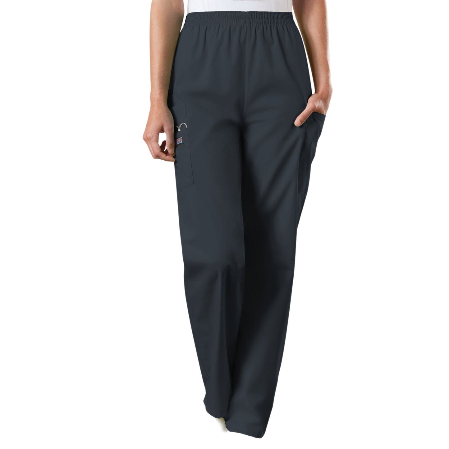 Cherokee Workwear 4200 Scrubs Pants Women's Natural Rise Tapered Pull-On Cargo Pewter