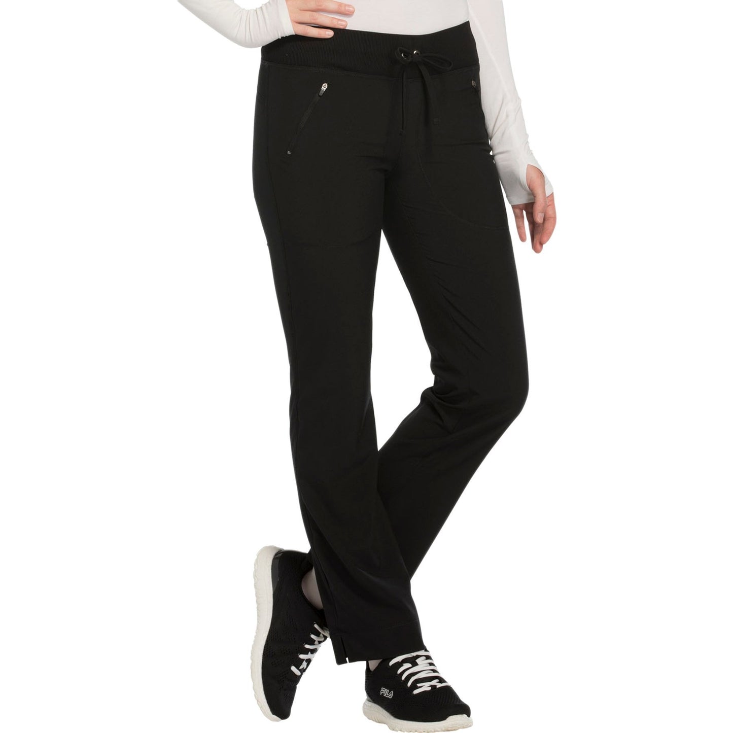 Cherokee Infinity CK100A Scrubs Pants Women's Mid Rise Tapered Leg Drawstring s Black
