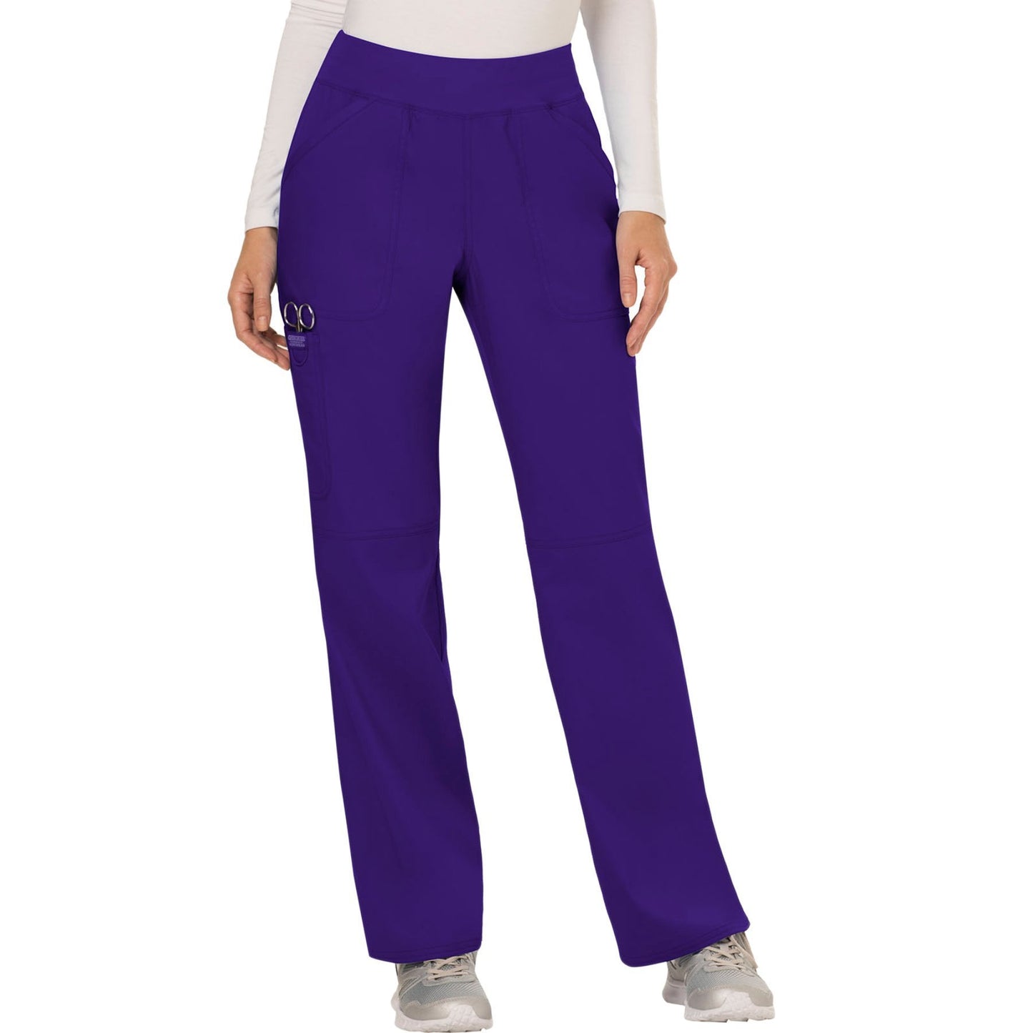 Cherokee Workwear Revolution WW110 Scrubs Pants Women's Mid Rise Straight Leg Pull-on Grape