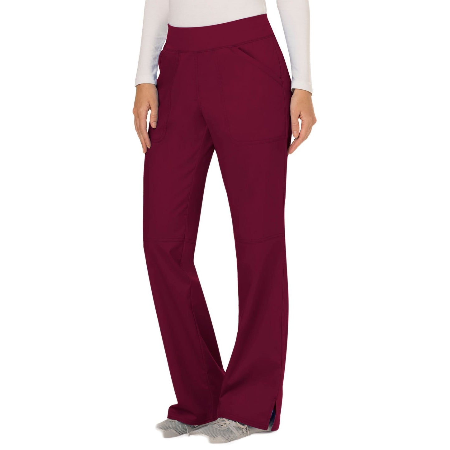 Cherokee Workwear Revolution WW110 Scrubs Pants Women's Mid Rise Straight Leg Pull-on Wine 4XL