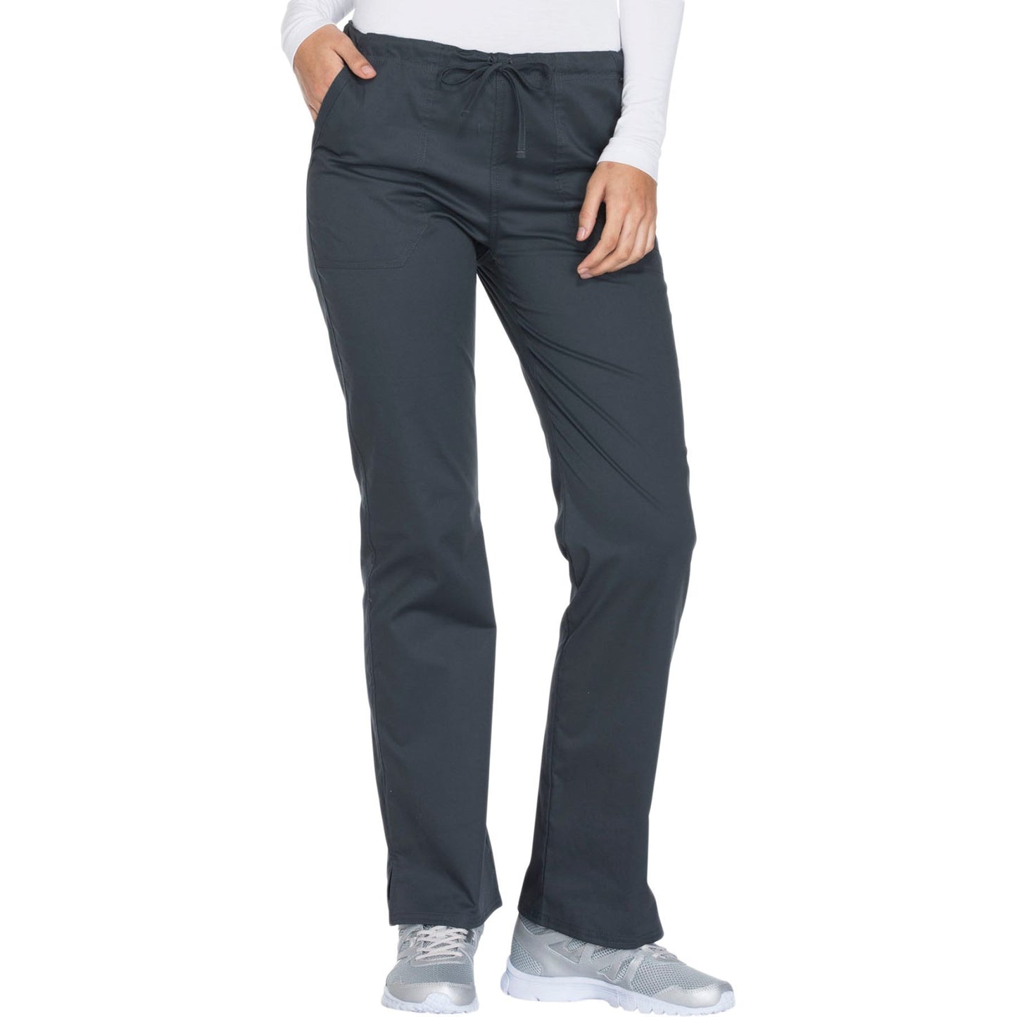 Cherokee Core Stretch WW130 Scrubs Pants Women's Mid Rise Straight Leg Drawstring Pewter 5XL