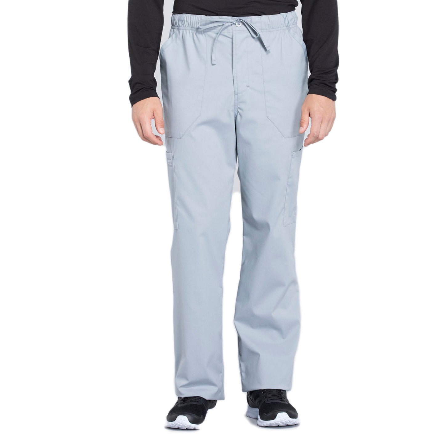 Cherokee Workwear Professionals WW190 Scrubs Pants Men's Tapered Leg Drawstring Cargo Grey