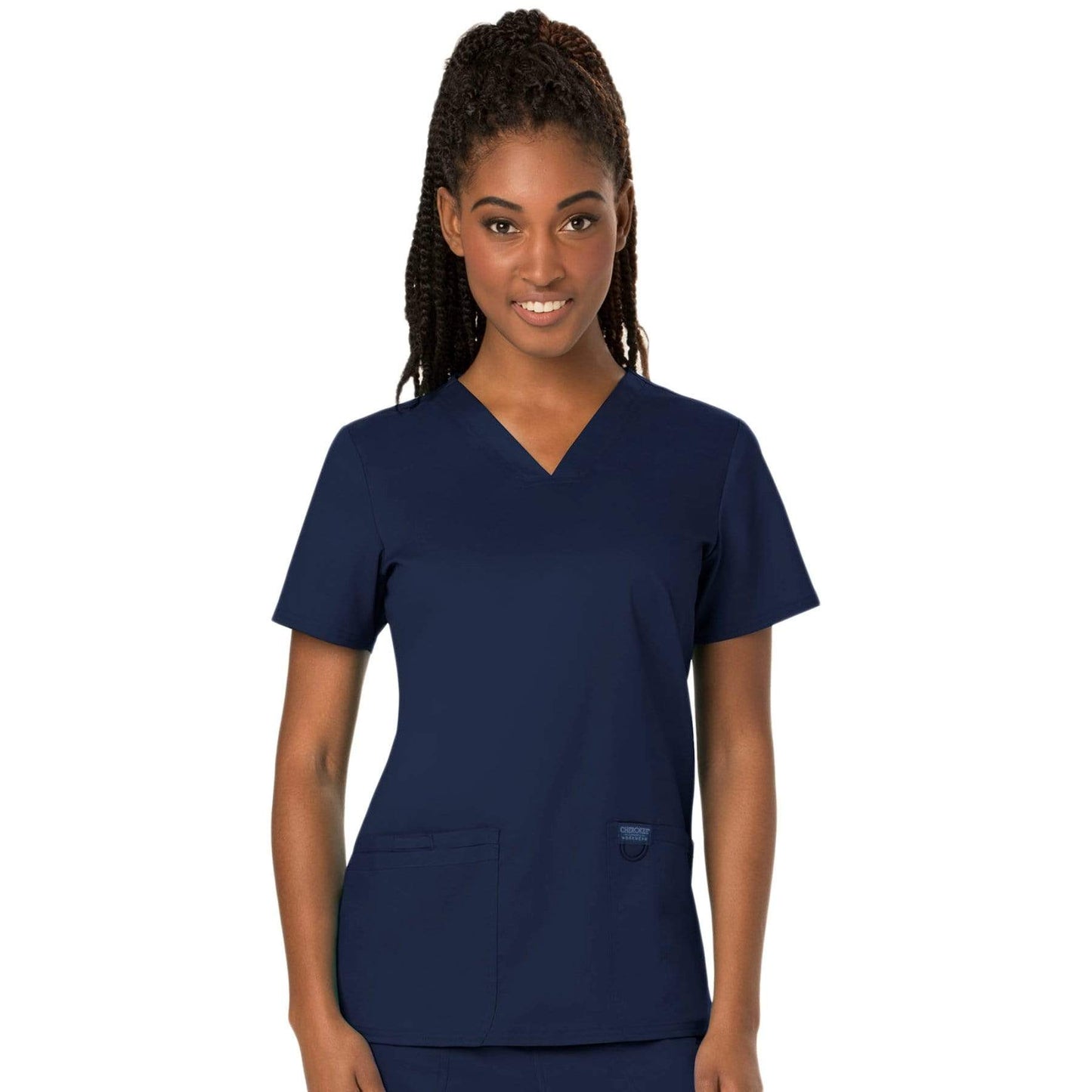 Cherokee Workwear Revolution WW620 Scrubs Top Women's V-Neck Navy