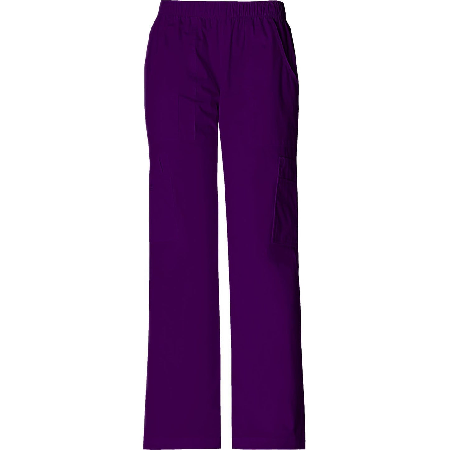 Cherokee Workwear Core Stretch 4005 Scrubs Pants Women's Mid Rise Pull-On Cargo Eggplant
