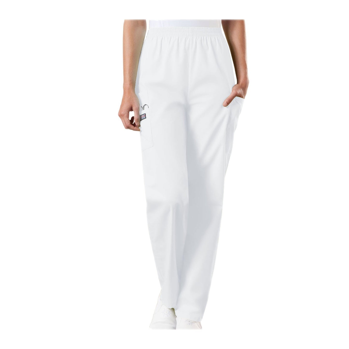 Cherokee Workwear Pant WW Natural Rise Tapered Pull-On Cargo Pant White Pant