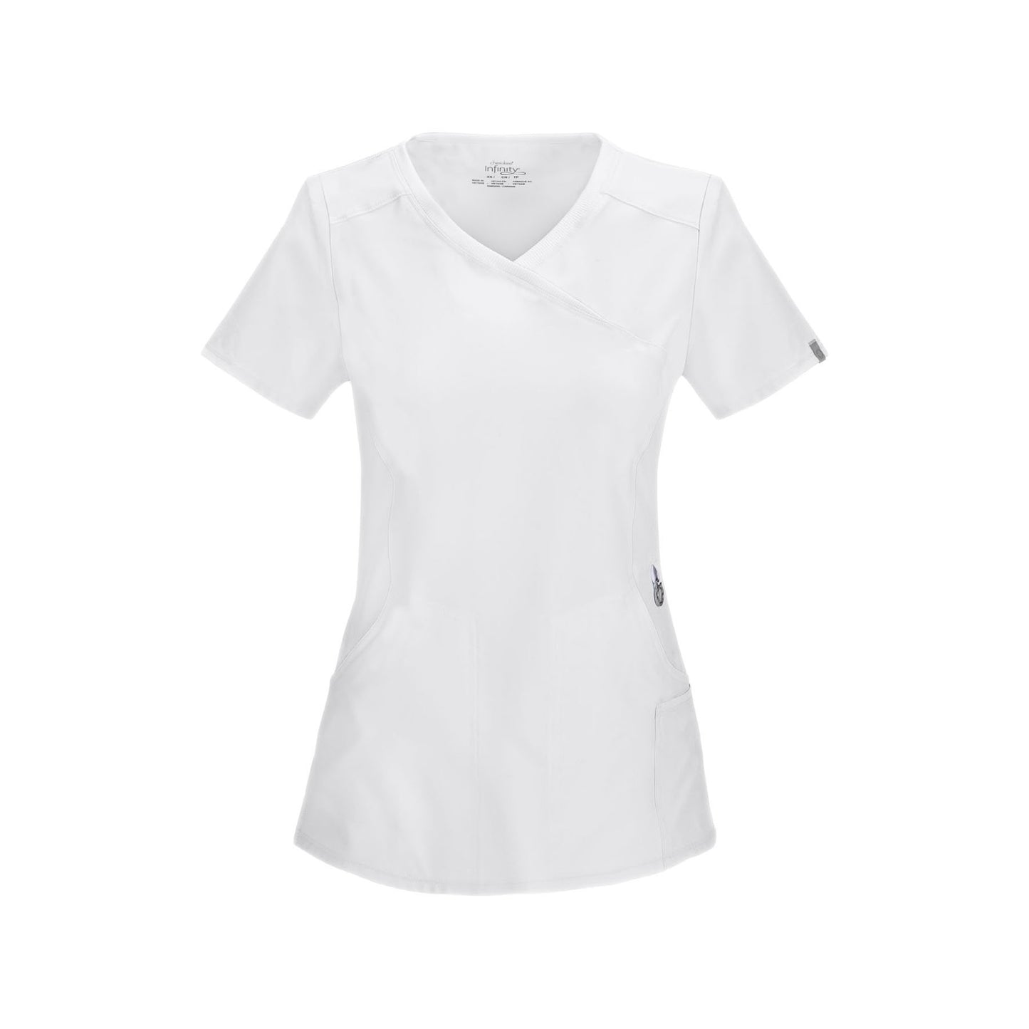 Cherokee Scrub Top Infinity Mock Wrap Top White Top