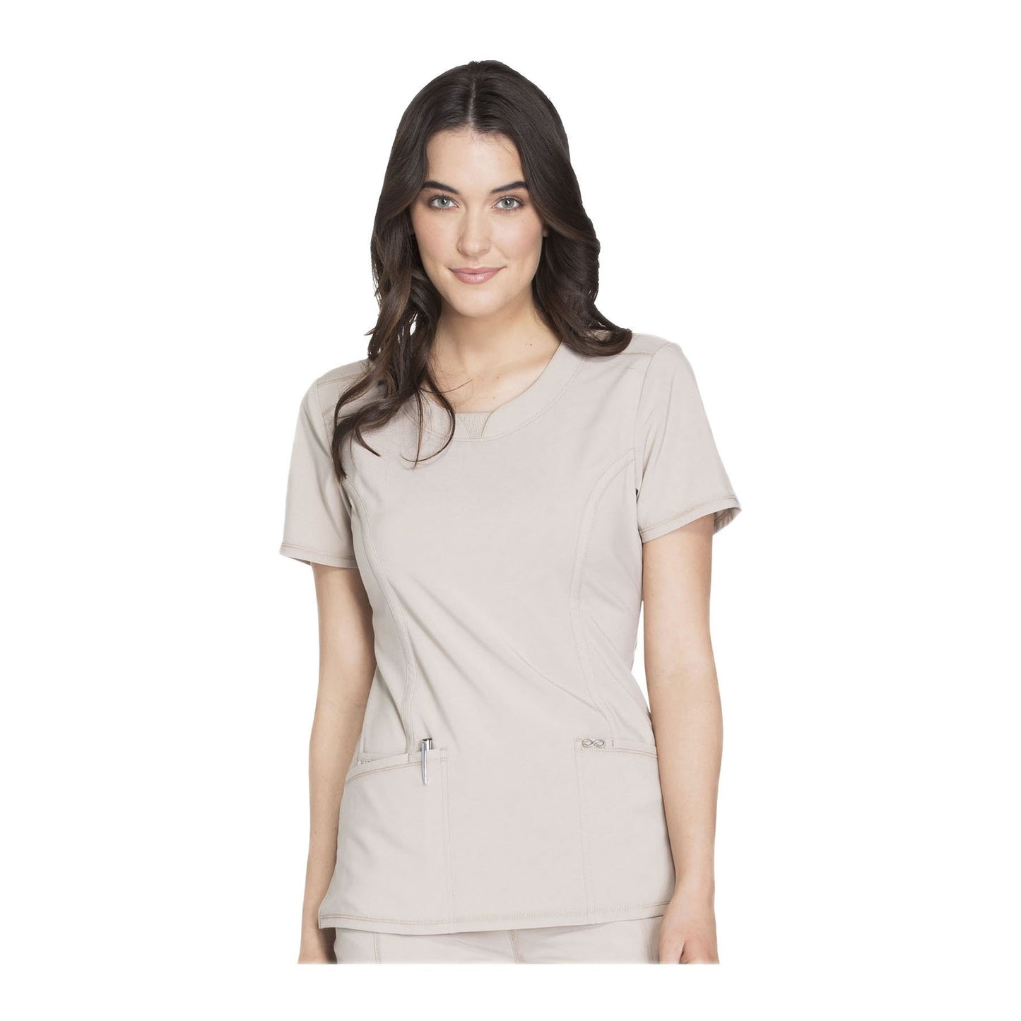 Cherokee Scrub Top Infinity Round Neck Top Khaki Top