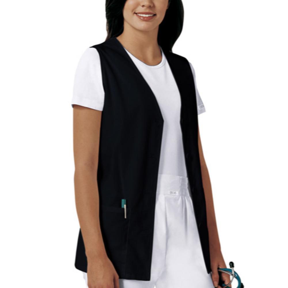 Cherokee Workwear Professionals 1602 Vests Women's Button Front Black
