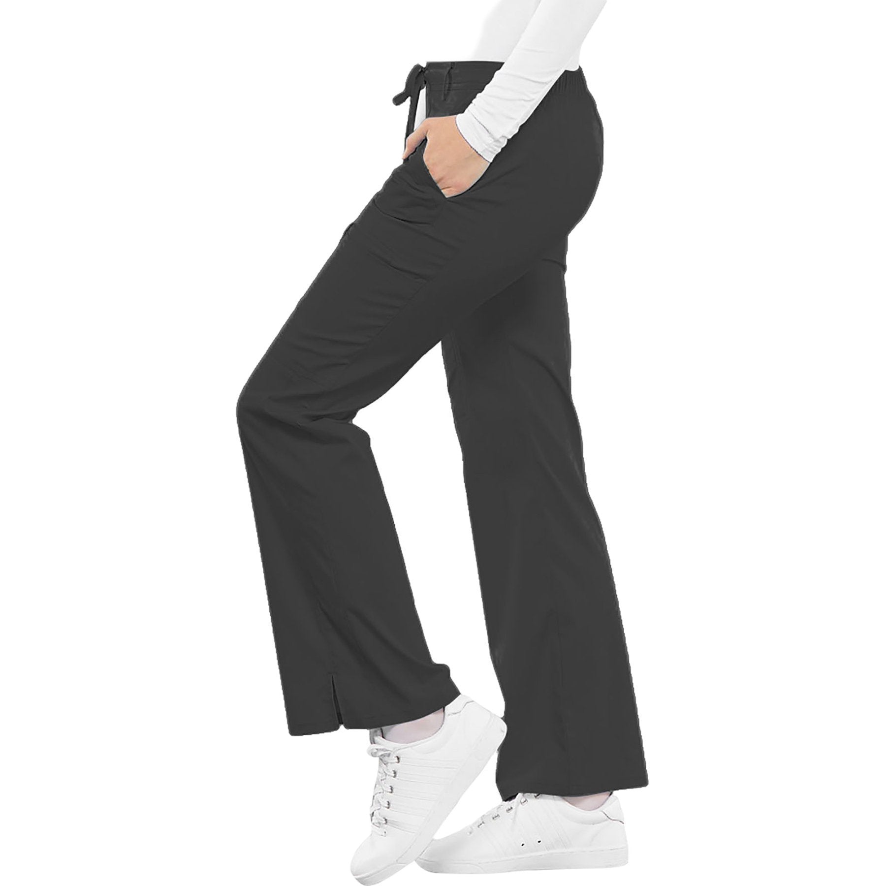 Cherokee Luxe 21100 Scrubs Pants Women's Low Rise Flare Leg Drawstring Cargo Pewter 3XL