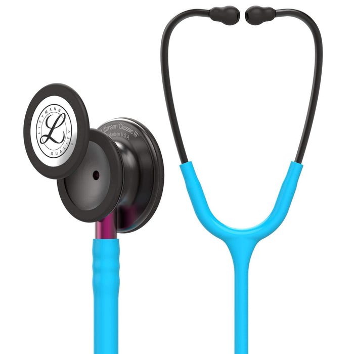 3M Littmann Classic Stethoscopes Smoke/Turquoise Pink Stem 3M Littmann Classic III Stethoscope