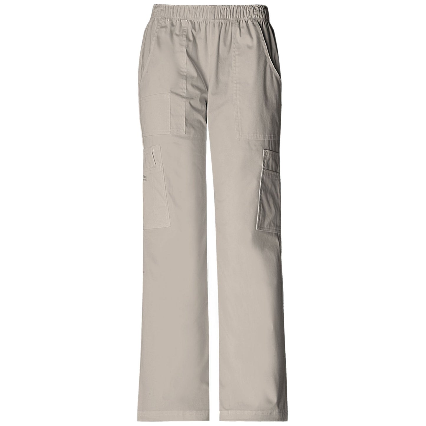 Cherokee Workwear Core Stretch 4005 Scrubs Pants Women's Mid Rise Pull-On Cargo Khaki