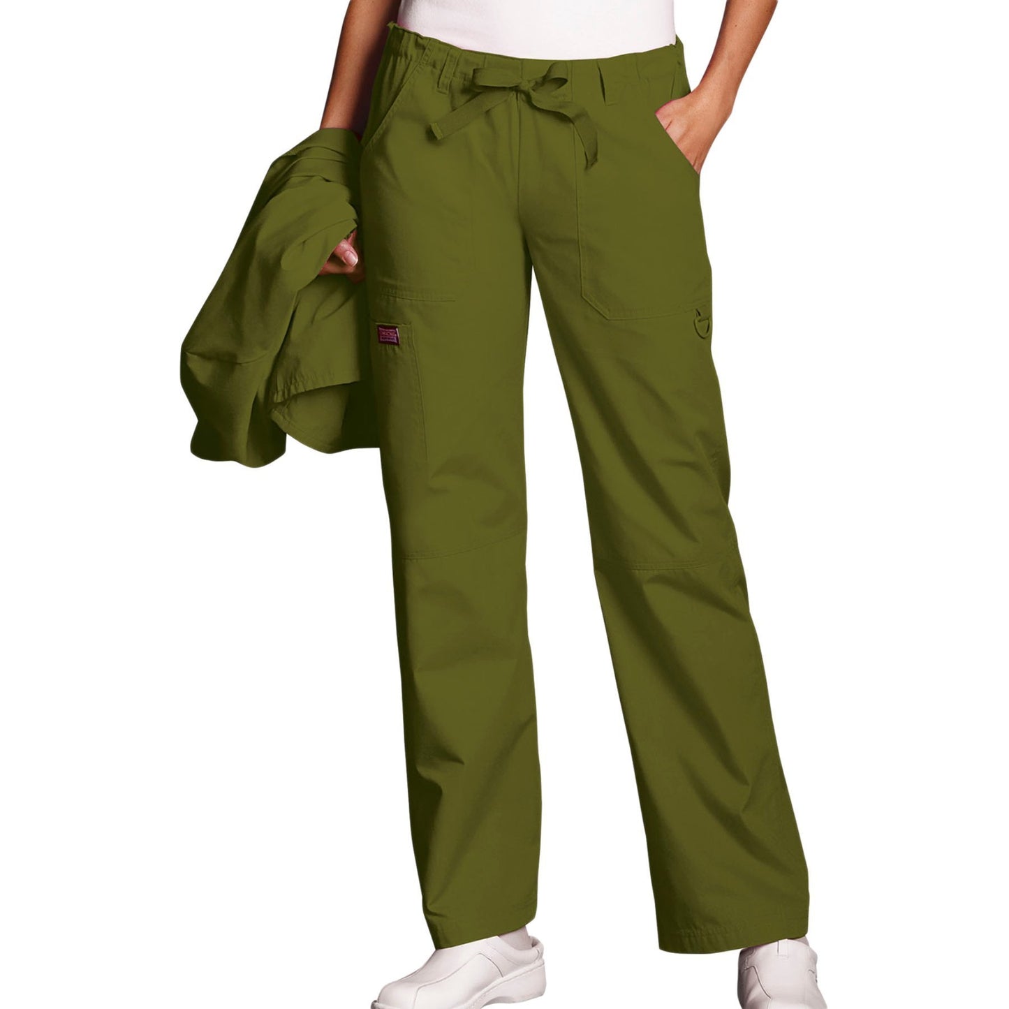 Cherokee Workwear 4020 Scrubs Pants Women's Low Rise Drawstring Cargo Olive