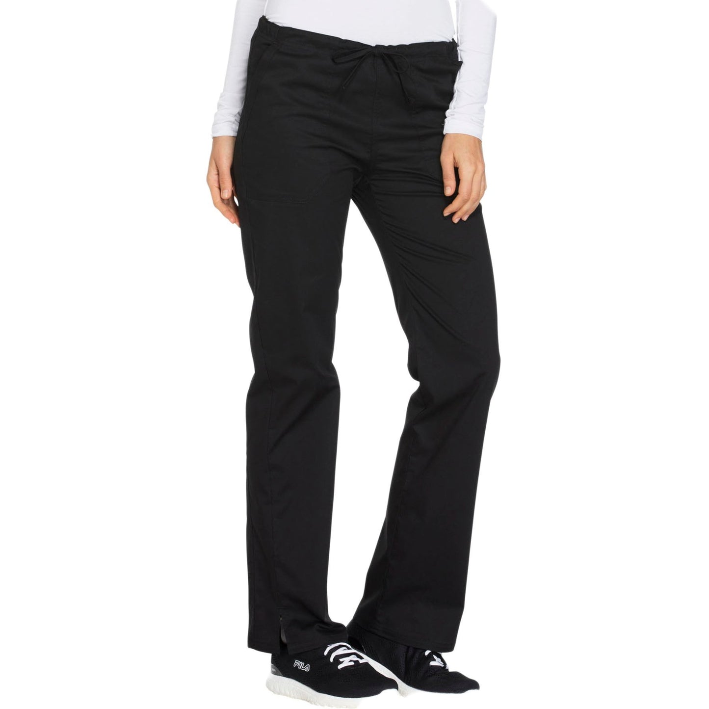 Cherokee Core Stretch WW130 Scrubs Pants Women's Mid Rise Straight Leg Drawstring Black 5XL