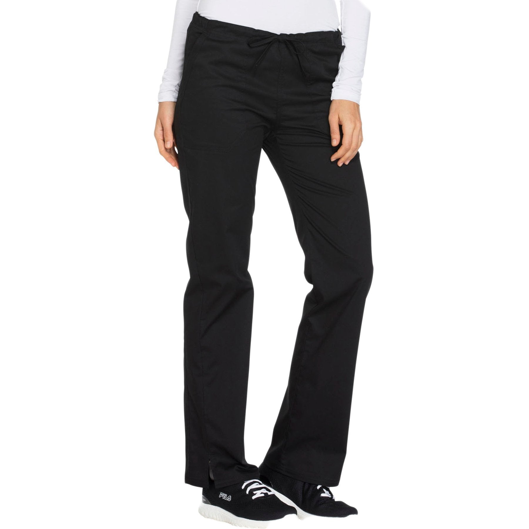 Cherokee Core Stretch WW130 Scrubs Pants Women's Mid Rise Straight Leg Drawstring Black 5XL