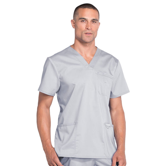 Cherokee Workwear Top WW Revolution Men's Men's V-Neck Top Grey