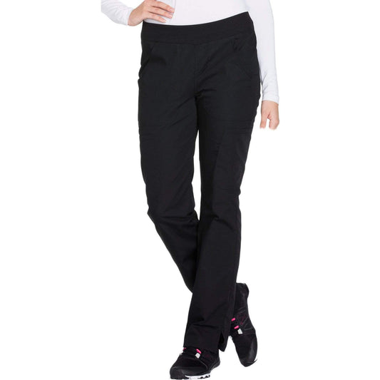 Cherokee Workwear WW210 Scrubs Pants Women's Mid Rise Straight Leg Pull-on Cargo Black