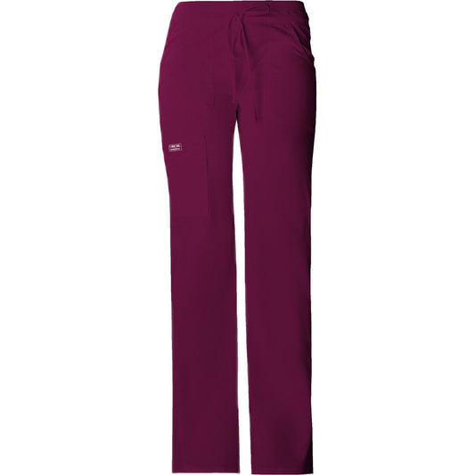 Cherokee Workwear Pant WW Core Stretch Contemporary Fit Low Rise Drawstring Cargo Pant Wine Pant