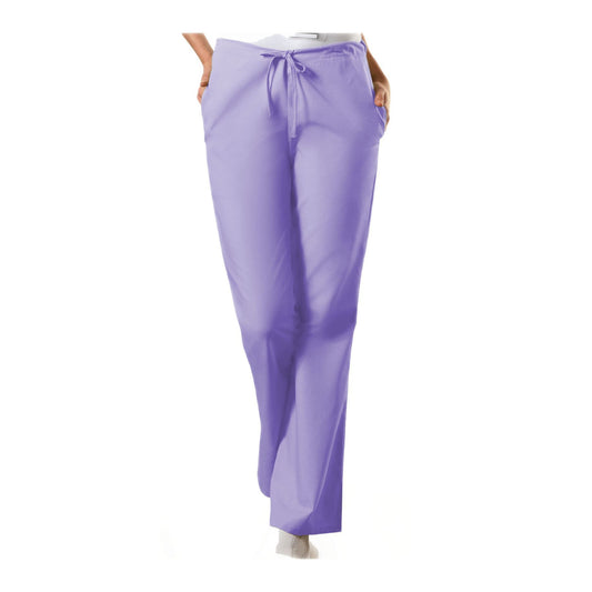 Cherokee Workwear Pant WW Natural Rise Flare Leg Drawstring Pant Orchid Pant