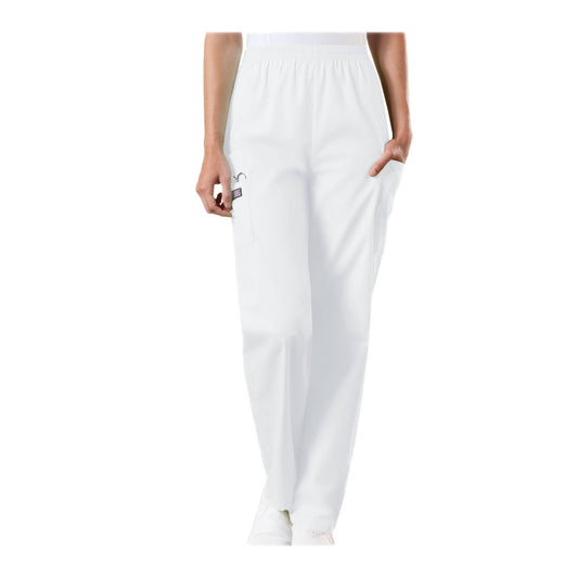Cherokee Workwear Pant WW Natural Rise Tapered Pull-On Cargo Pant White Pant