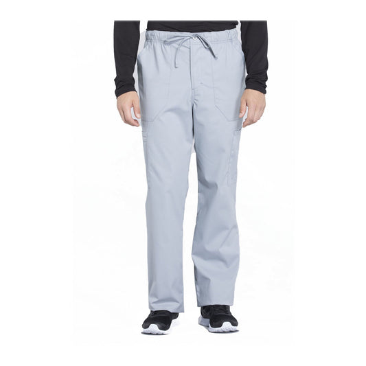 Cherokee Workwear Pant WW Professionals Mens Men's Tapered Leg Drawstring Cargo Pant Grey Pant