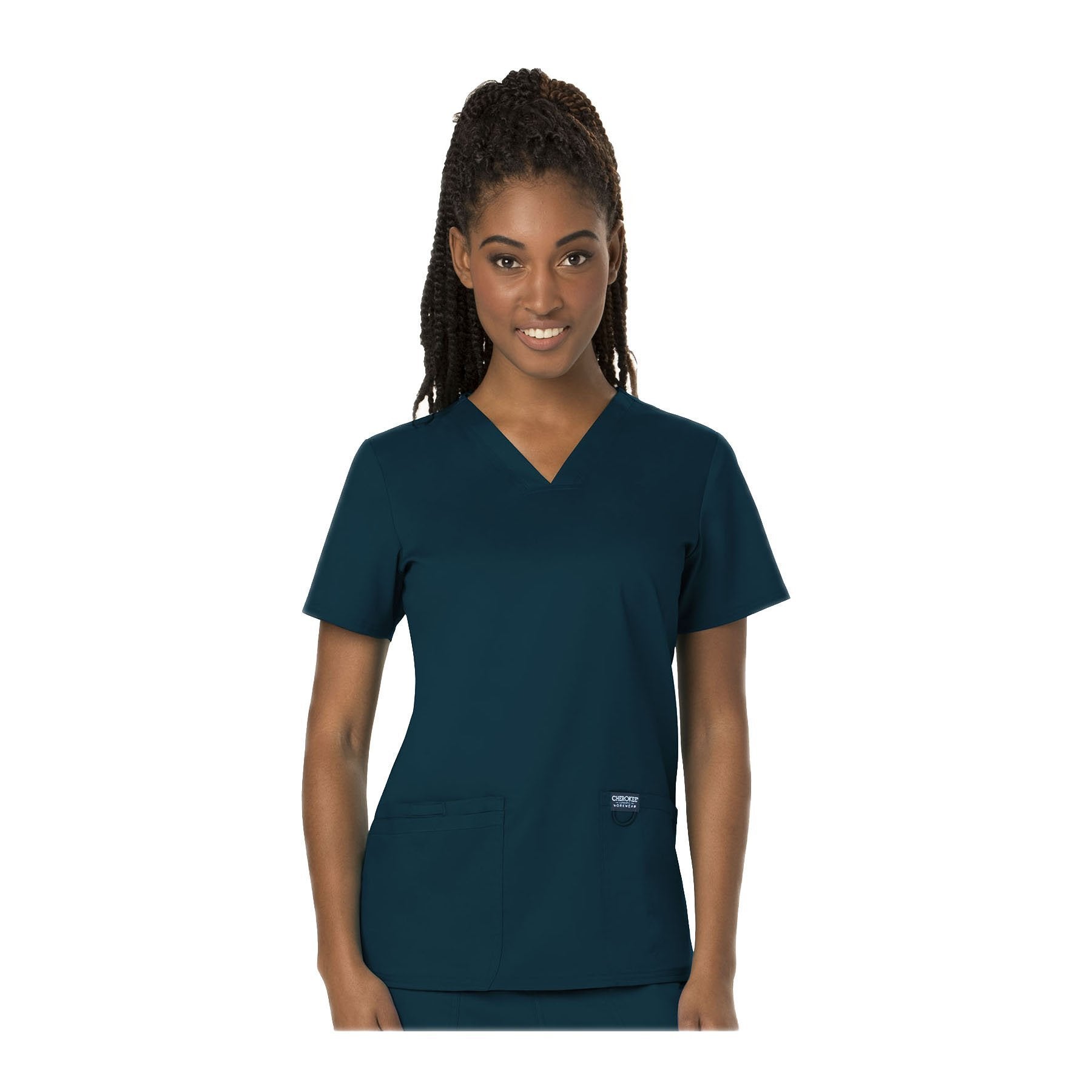 Cherokee Scrubs Workwear WW620 WW Revolution Top Modern Classic Caribbean Blue Top