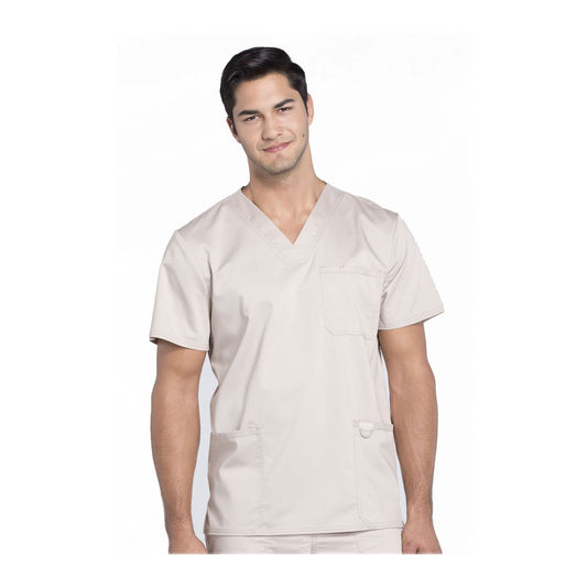 Cherokee Workwear Top WW Revolution Men's Men's V-Neck Top Khaki