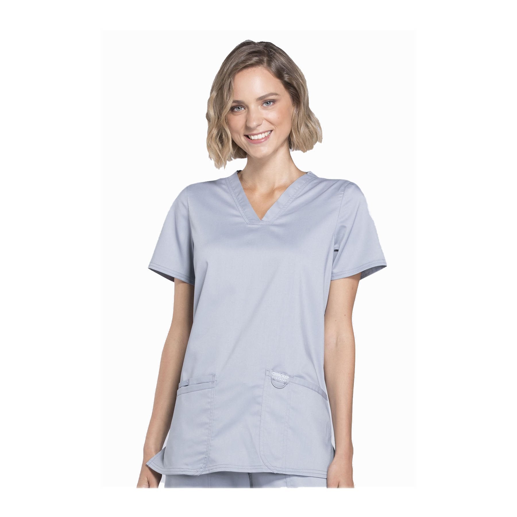 Cherokee Workwear Top WW Revolution V-Neck Top Grey Top